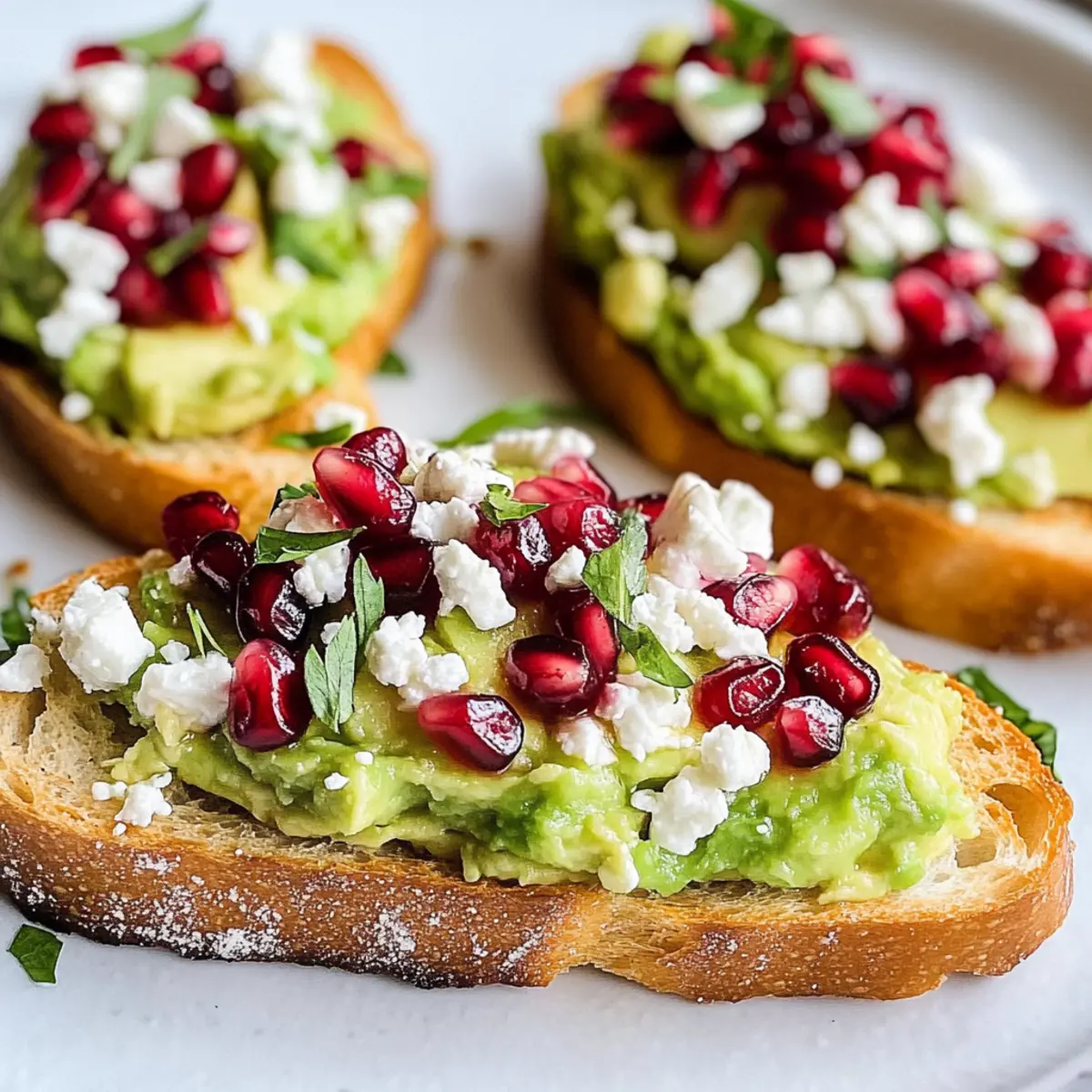 Avocado Bruschetta with Pomegranate for a Festive Touch