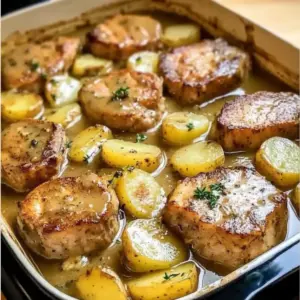 Pork Chops With Potatoes in Gravy