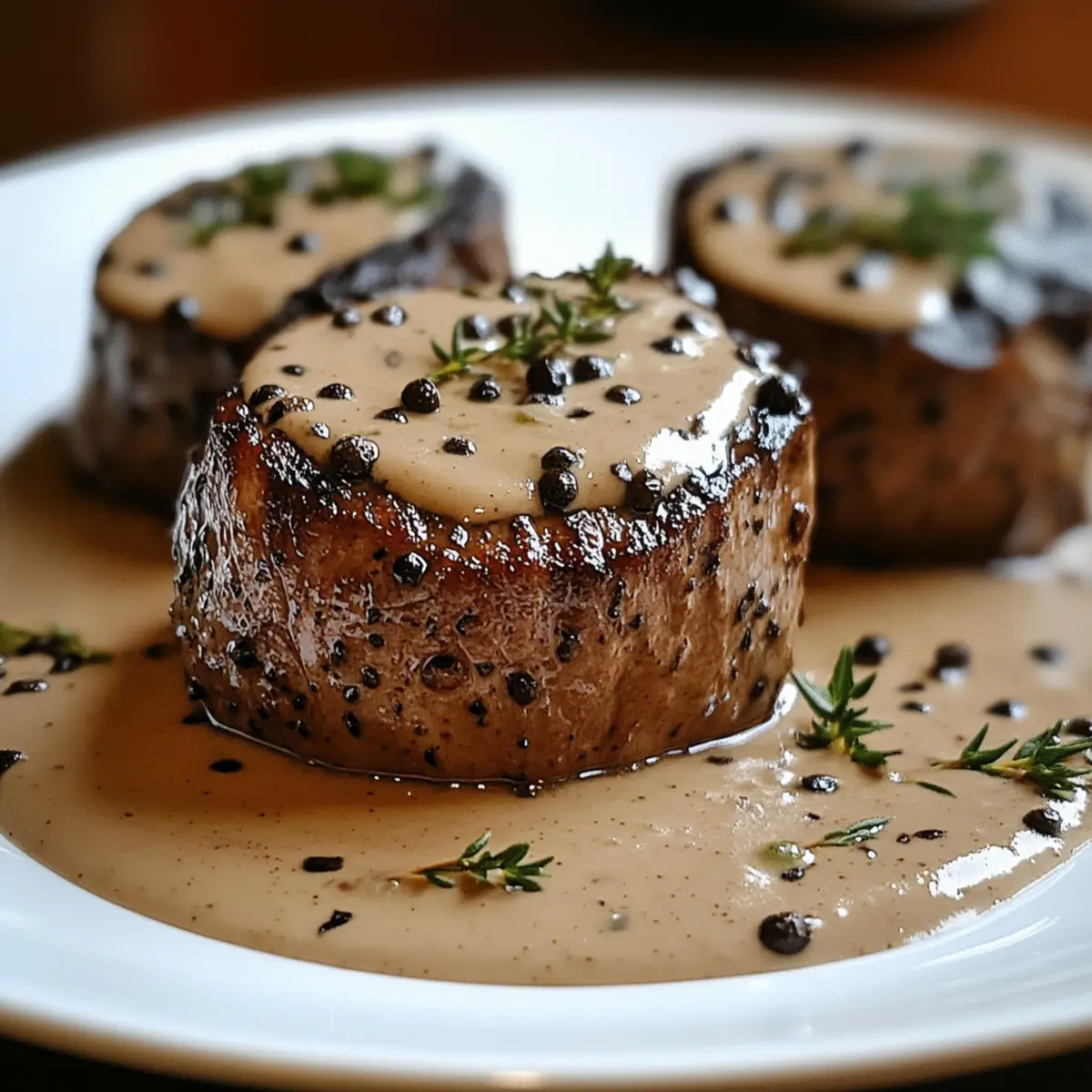 Effortless Filet Mignon with Creamy Peppercorn Sauce