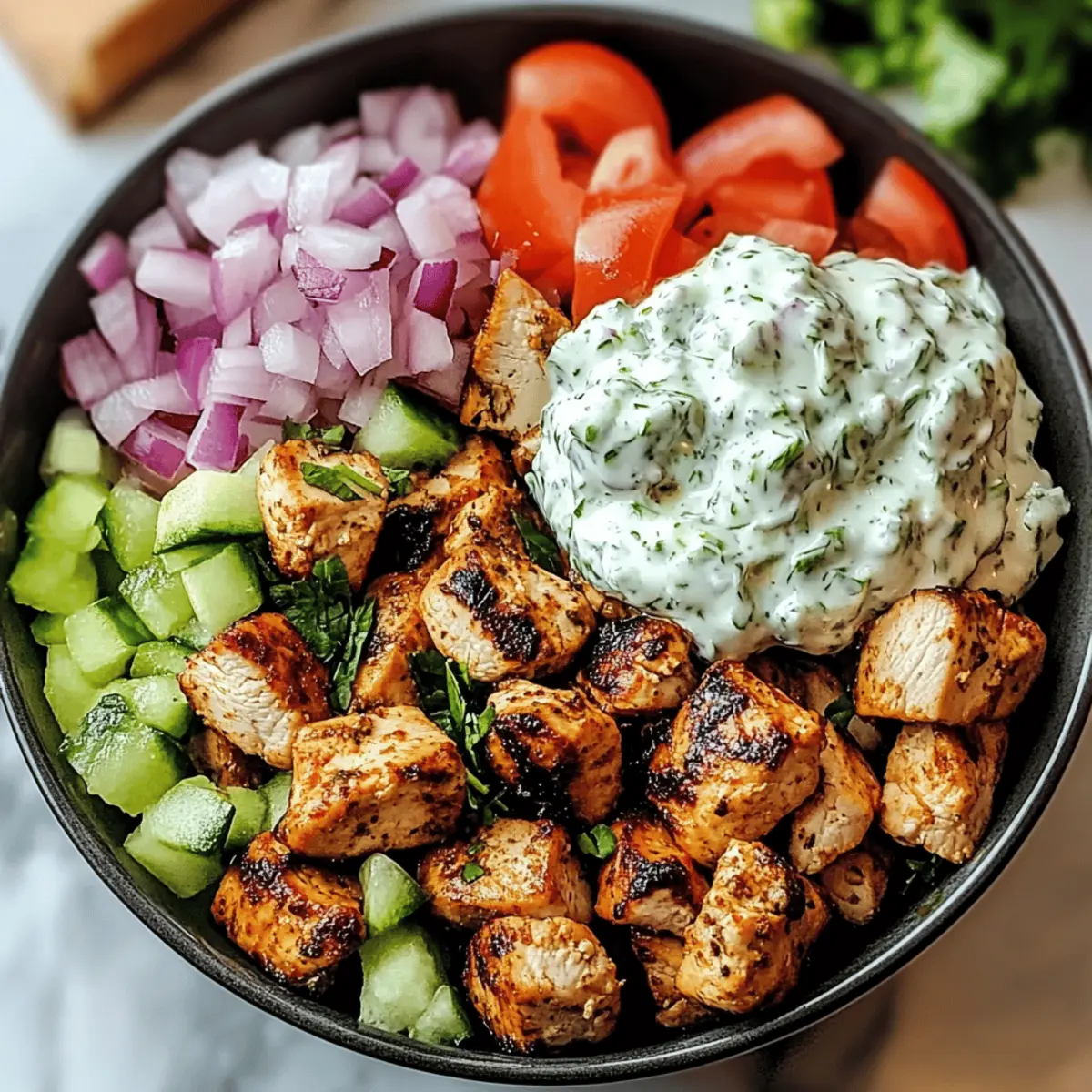 Delicious Chicken Gyro Bowls with Tzatziki Sauce Made Easy