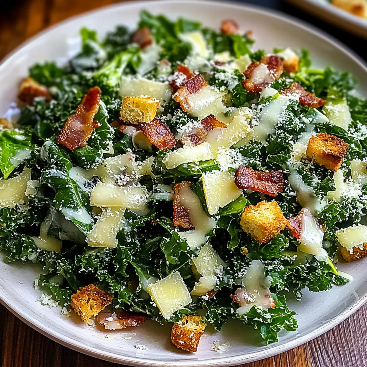 Roasted Garlic & Kale Caesar Salad with Savory Crunch