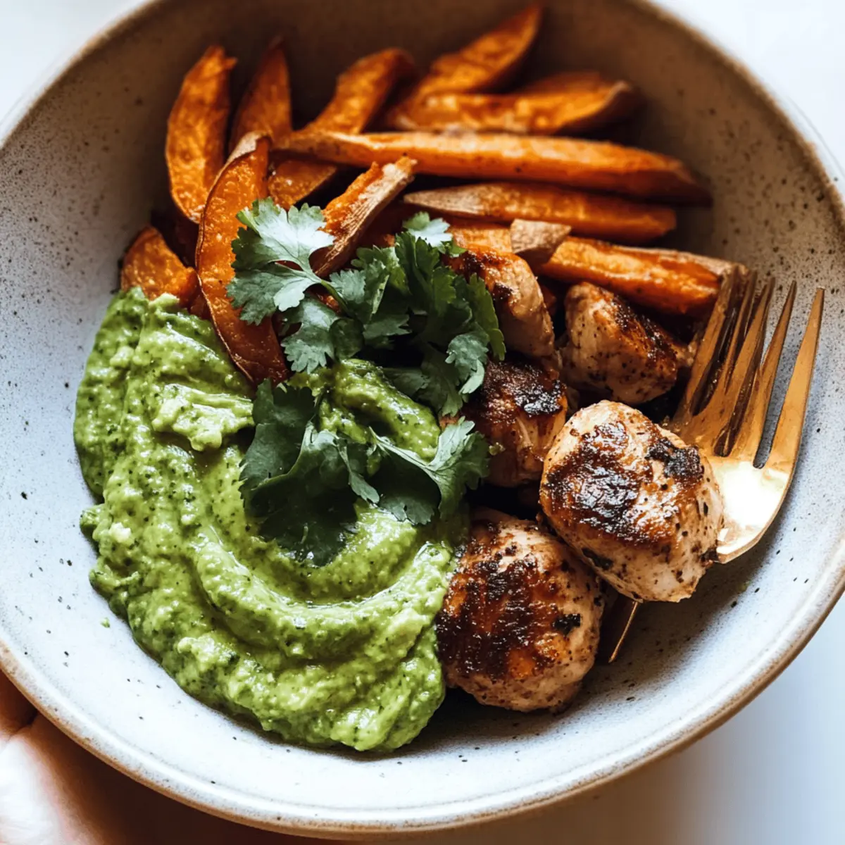 Avocado Mojo Bowls with Sweet Potato and Chicken Bliss