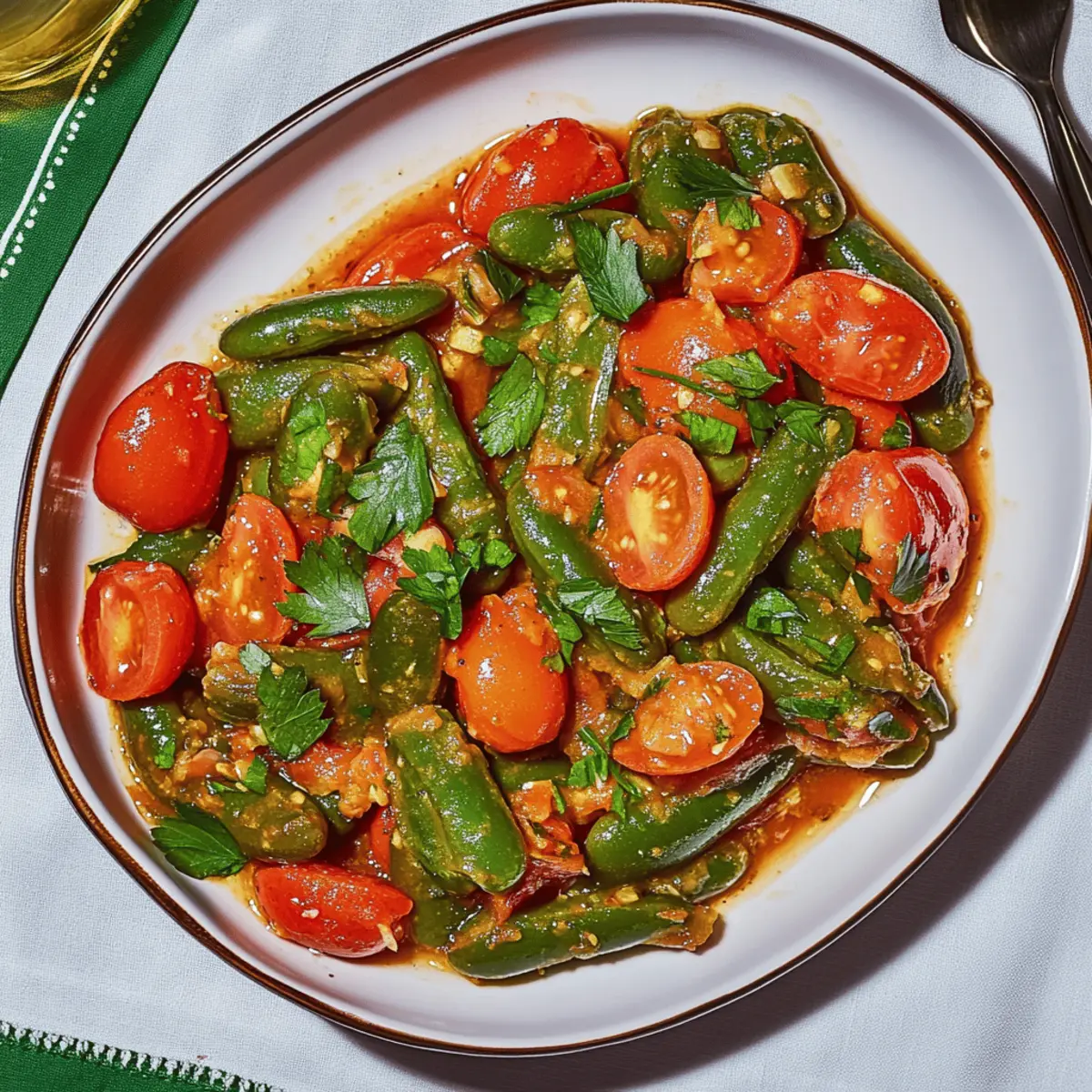 Savory Stewed Romano Beans With Vinegar and Garlic Delight