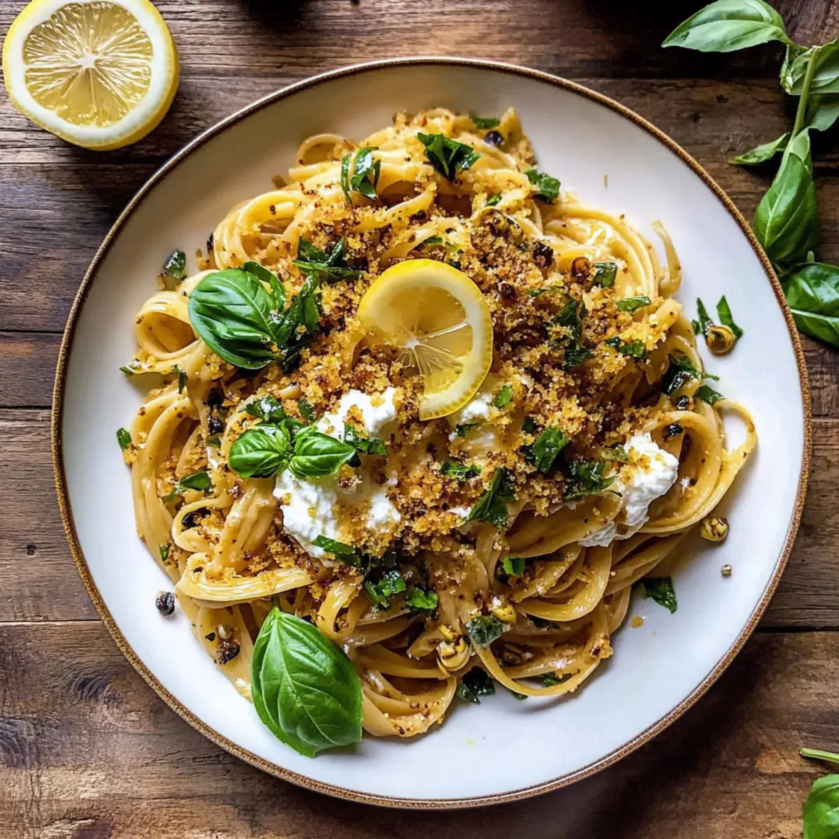 Lemon Butter Pasta with Ricotta and Spicy Breadcrumbs Bliss