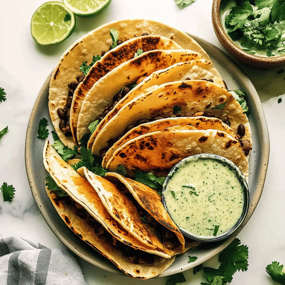 Crispy Black Bean Tacos with Cilantro Lime Sauce Bliss
