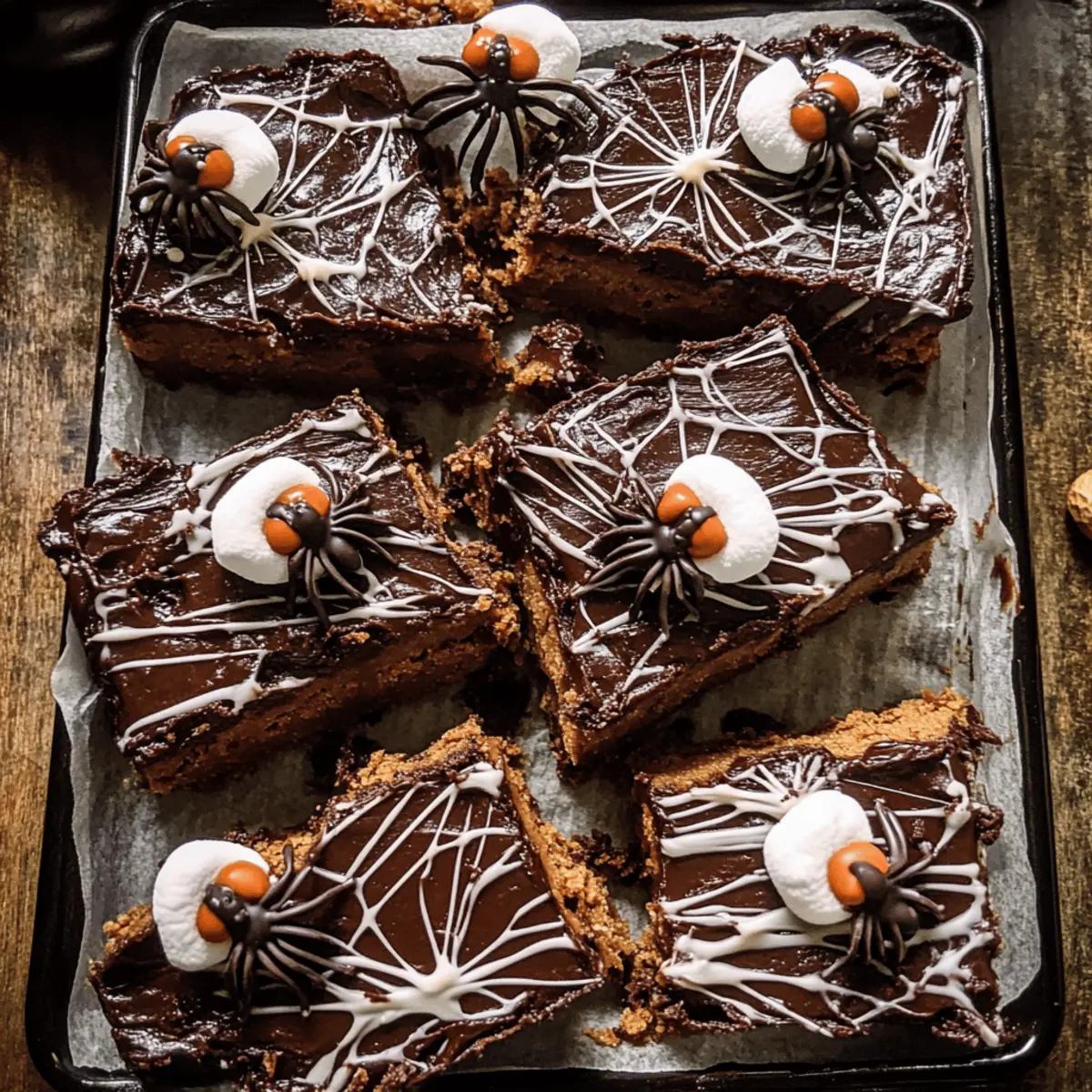 Deliciously Spooky Black Widow Peanut Butter Bars for Halloween