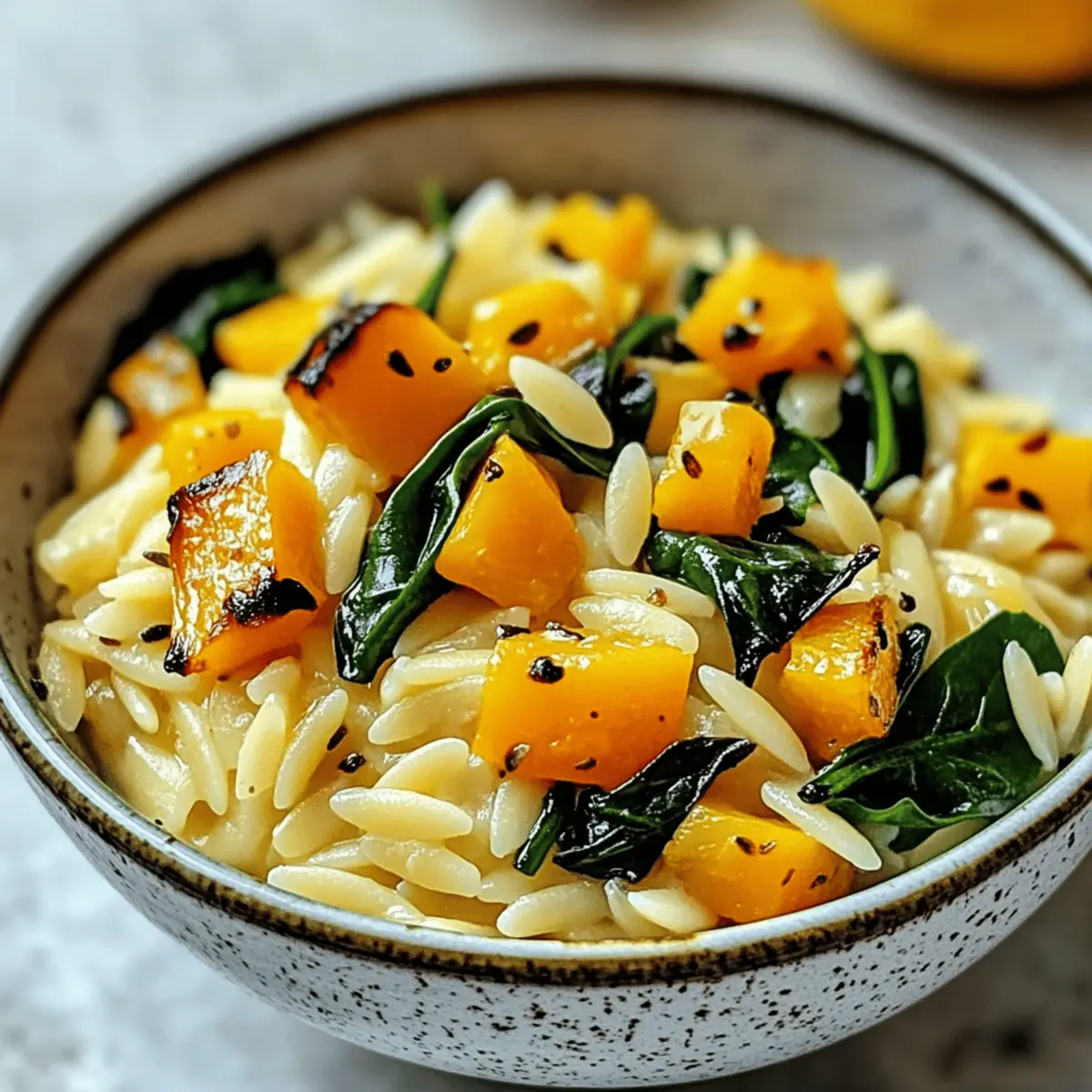 Creamy Orzo with Roasted Butternut Squash and Spinach Bliss