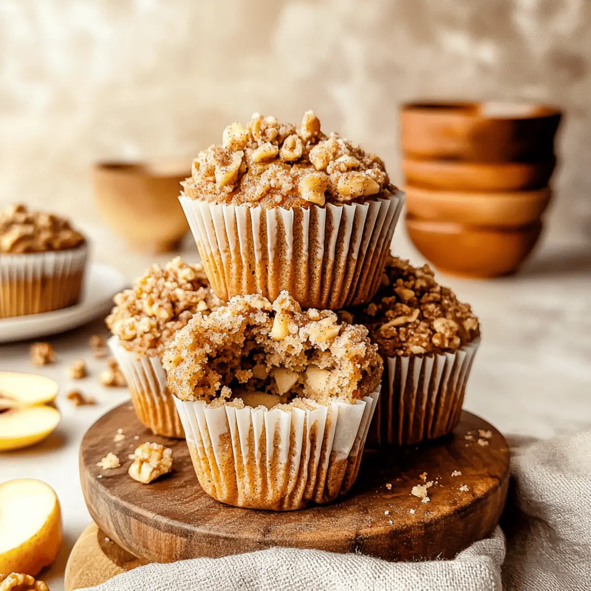Brown Butter Apple Muffins with Crunchy Cinnamon Pecan Topping