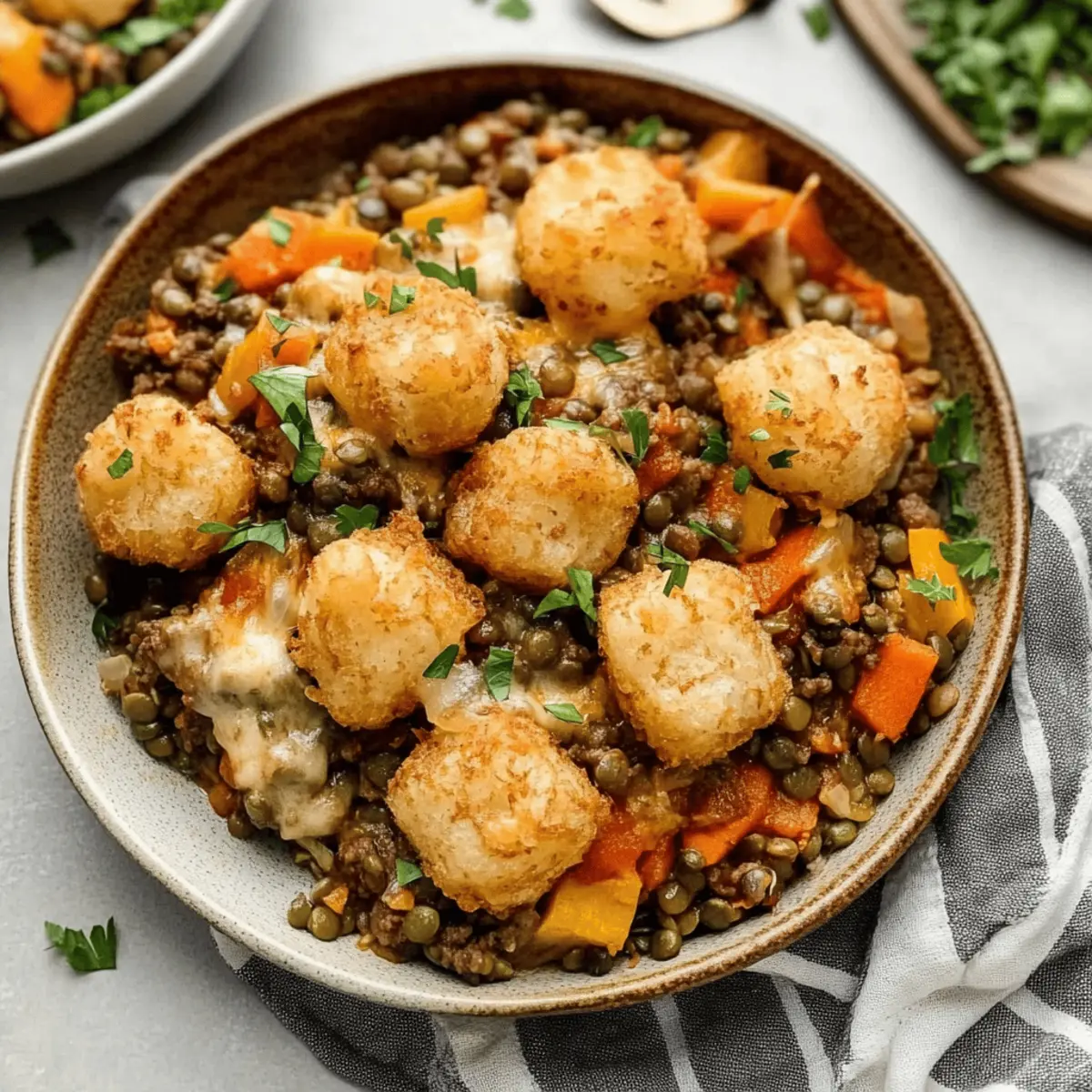 Hearty Tater Tot Casserole with Beef and Lentils Delight