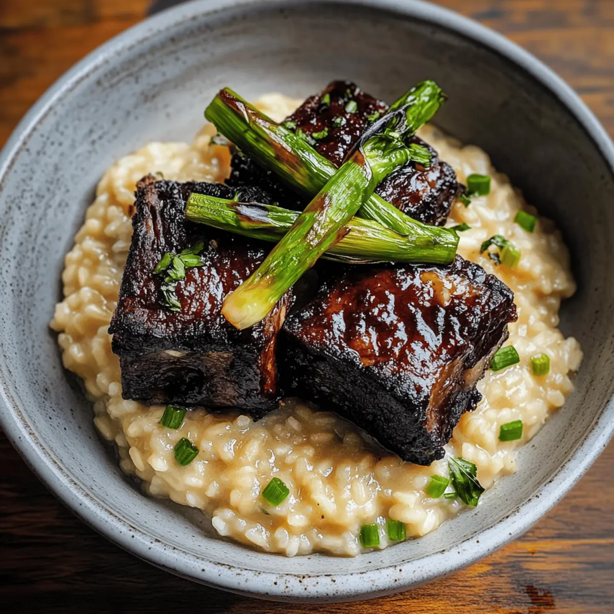 Melt-in-Your-Mouth Braised Short Ribs with Charred Scallion Risotto