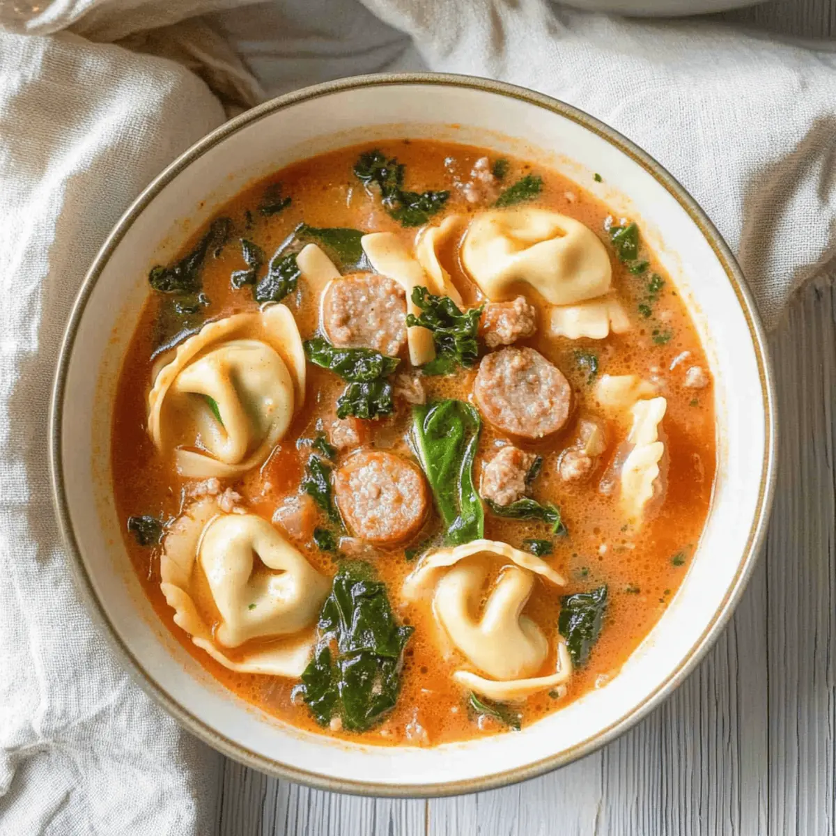 Creamy Tortellini Soup with Sausage: Comfort in Every Bowl