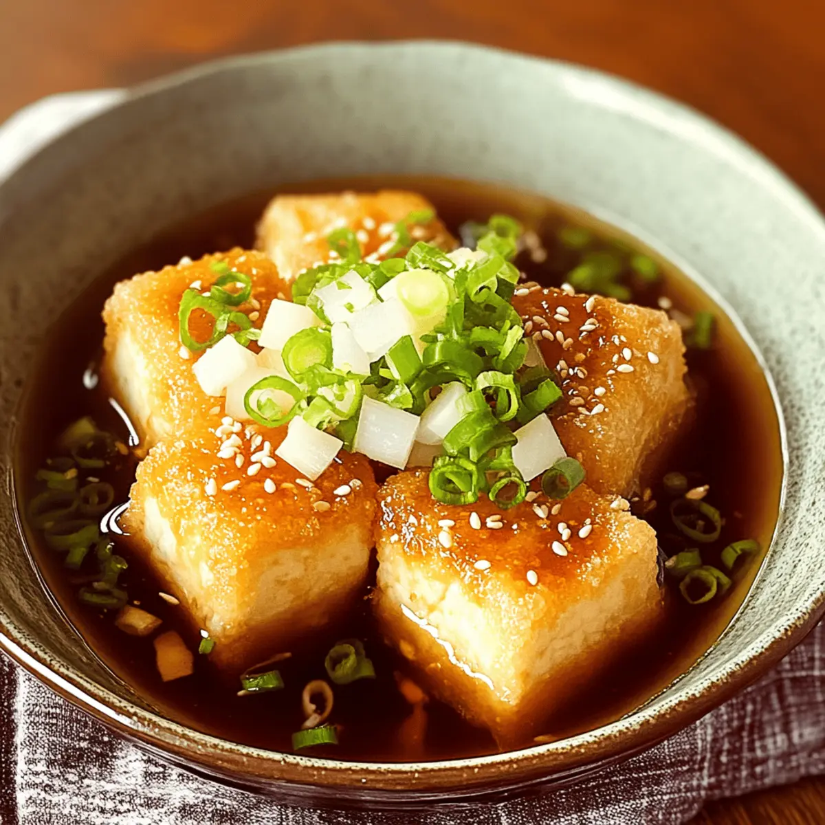 Crispy Agedashi Tofu with Savory Dashi – A Vegan Joy!