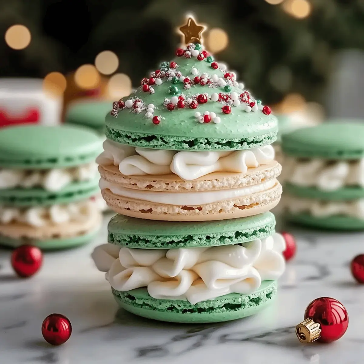 Delightful Christmas Tree Cake Macarons for Holiday Cheer